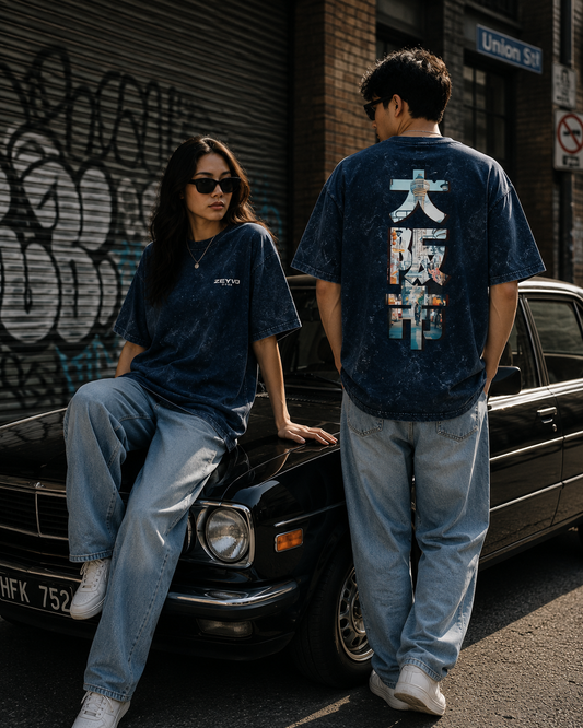 TOKYO AFTER DARK Unisex Acid Washed Oversized Tee
