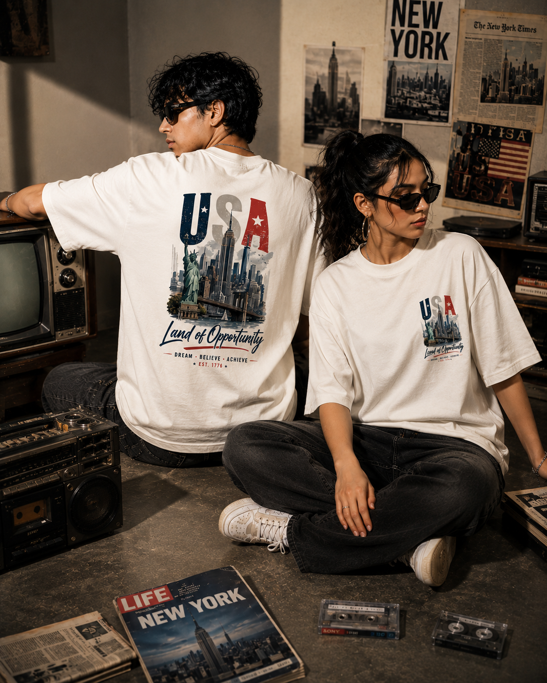 USA "Land of Opportunity" Premium Cotton T-Shirt