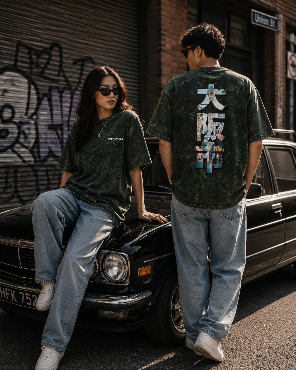 TOKYO AFTER DARK Unisex Acid Washed Oversized Tee