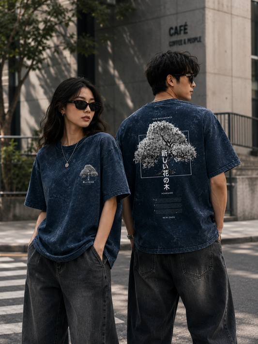NEW BEGINNINGS Unisex Acid Washed Oversized Tee