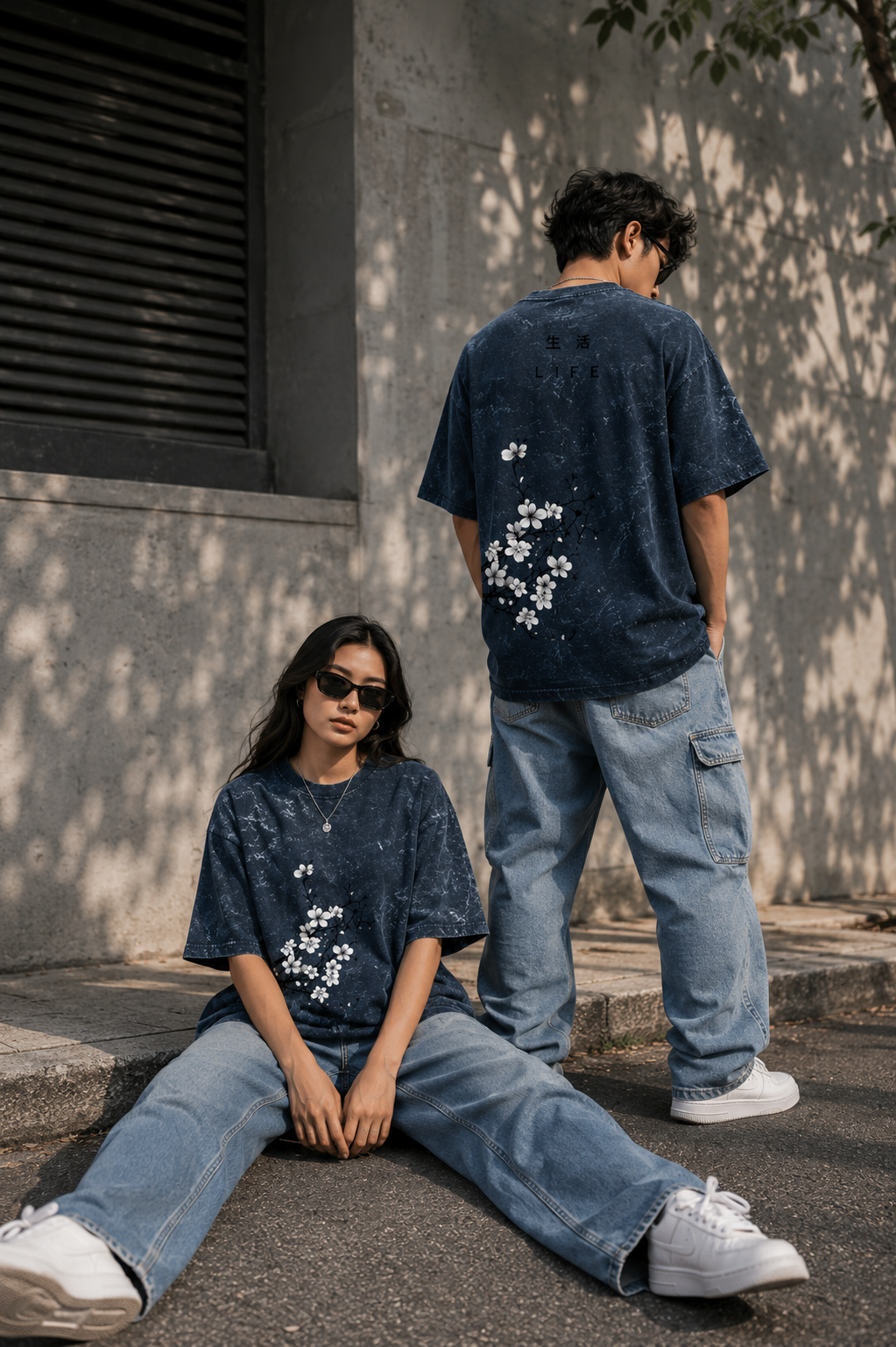 SHADOWS OF KYOTO Unisex Acid Washed Oversized Tee