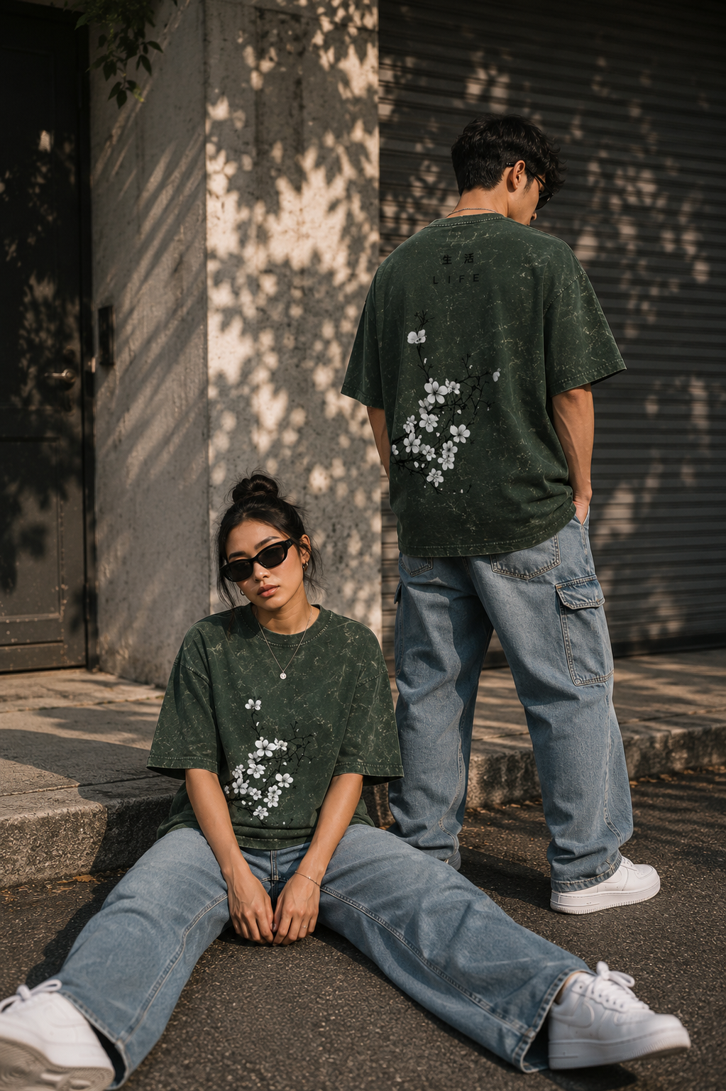 SHADOWS OF KYOTO Unisex Acid Washed Oversized Tee