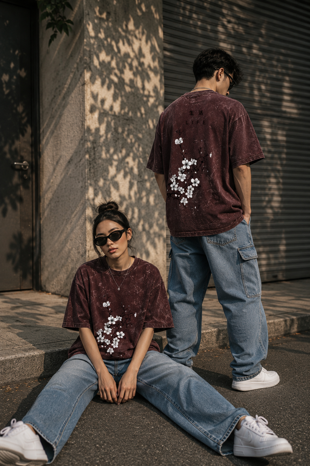 SHADOWS OF KYOTO Unisex Acid Washed Oversized Tee