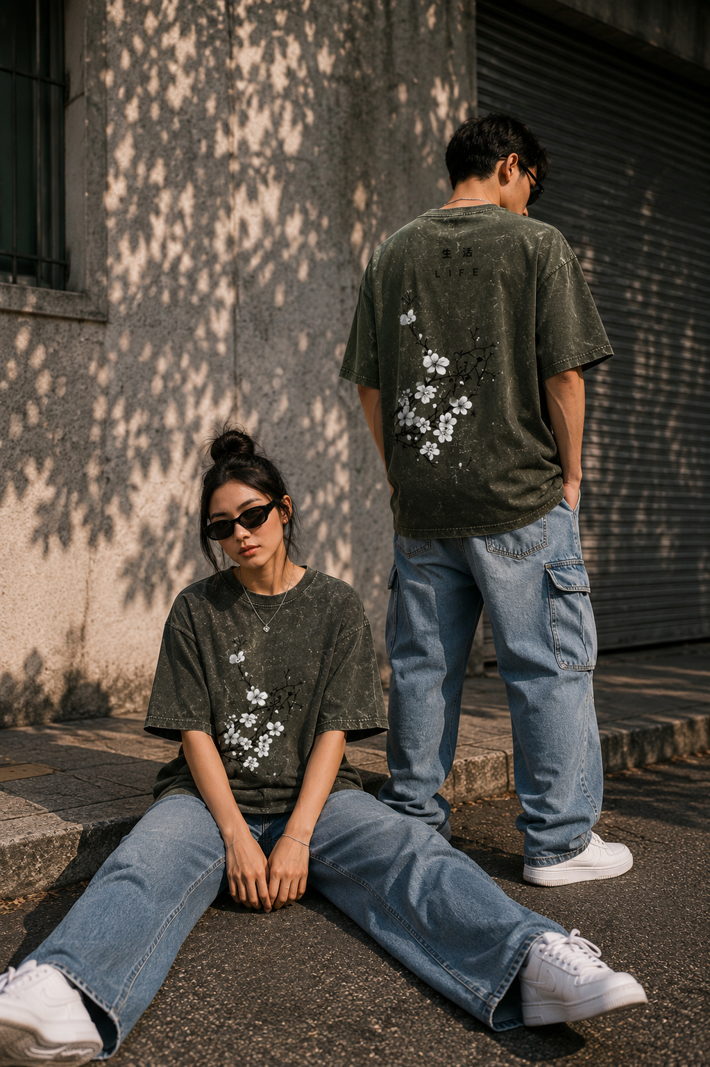 SHADOWS OF KYOTO Unisex Acid Washed Oversized Tee