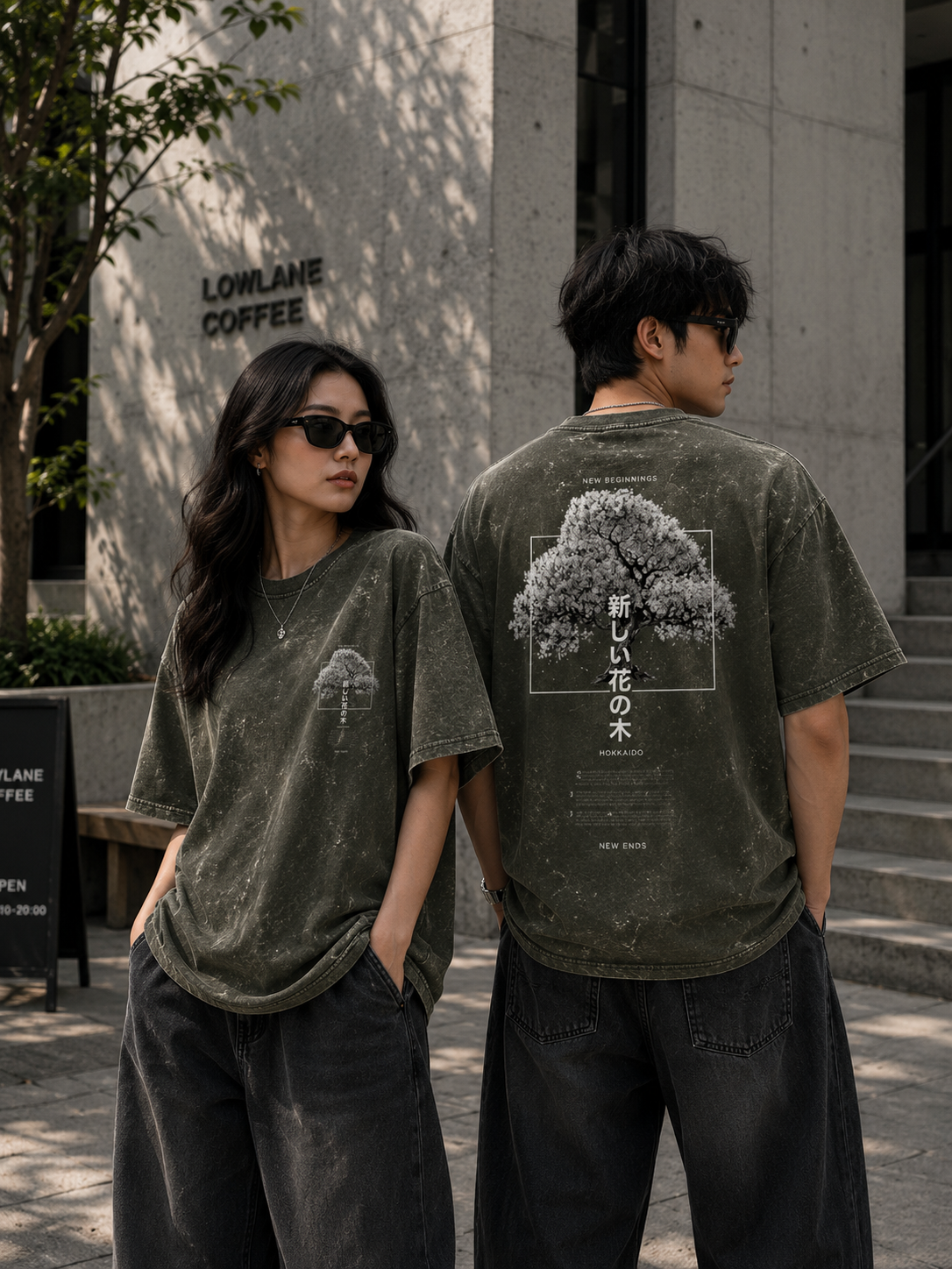 NEW BEGINNINGS Unisex Acid Washed Oversized Tee