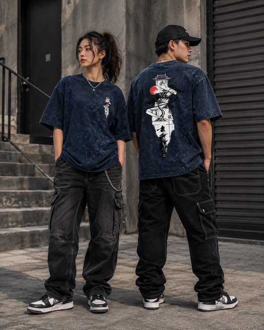 SHADOW SAMURAI Unisex Acid Washed Oversized Tee