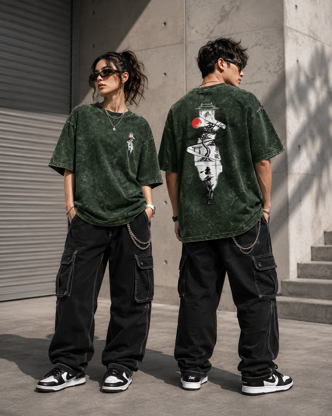 SHADOW SAMURAI Unisex Acid Washed Oversized Tee