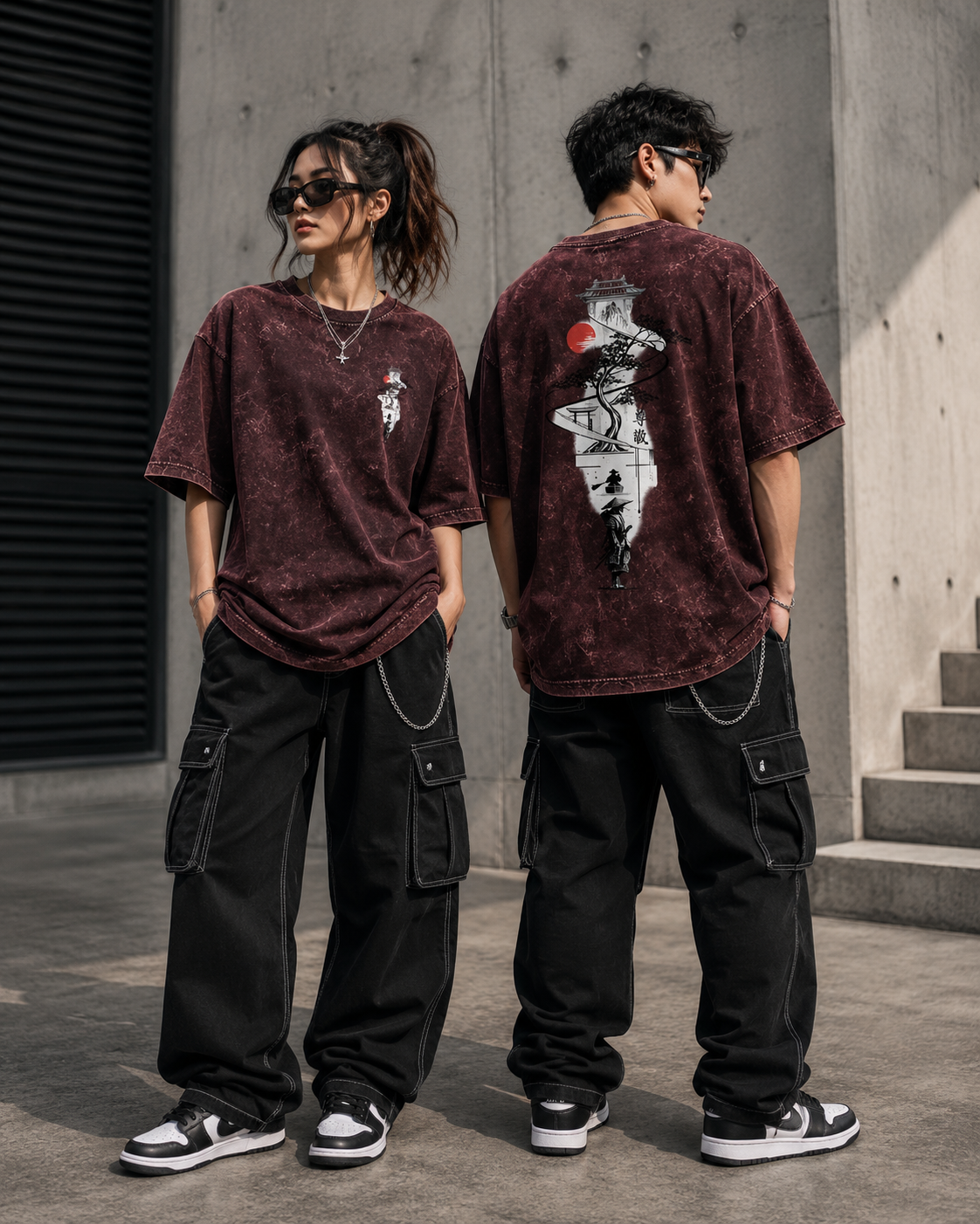 SHADOW SAMURAI Unisex Acid Washed Oversized Tee