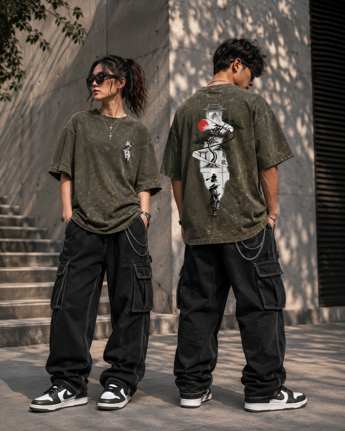 SHADOW SAMURAI Unisex Acid Washed Oversized Tee