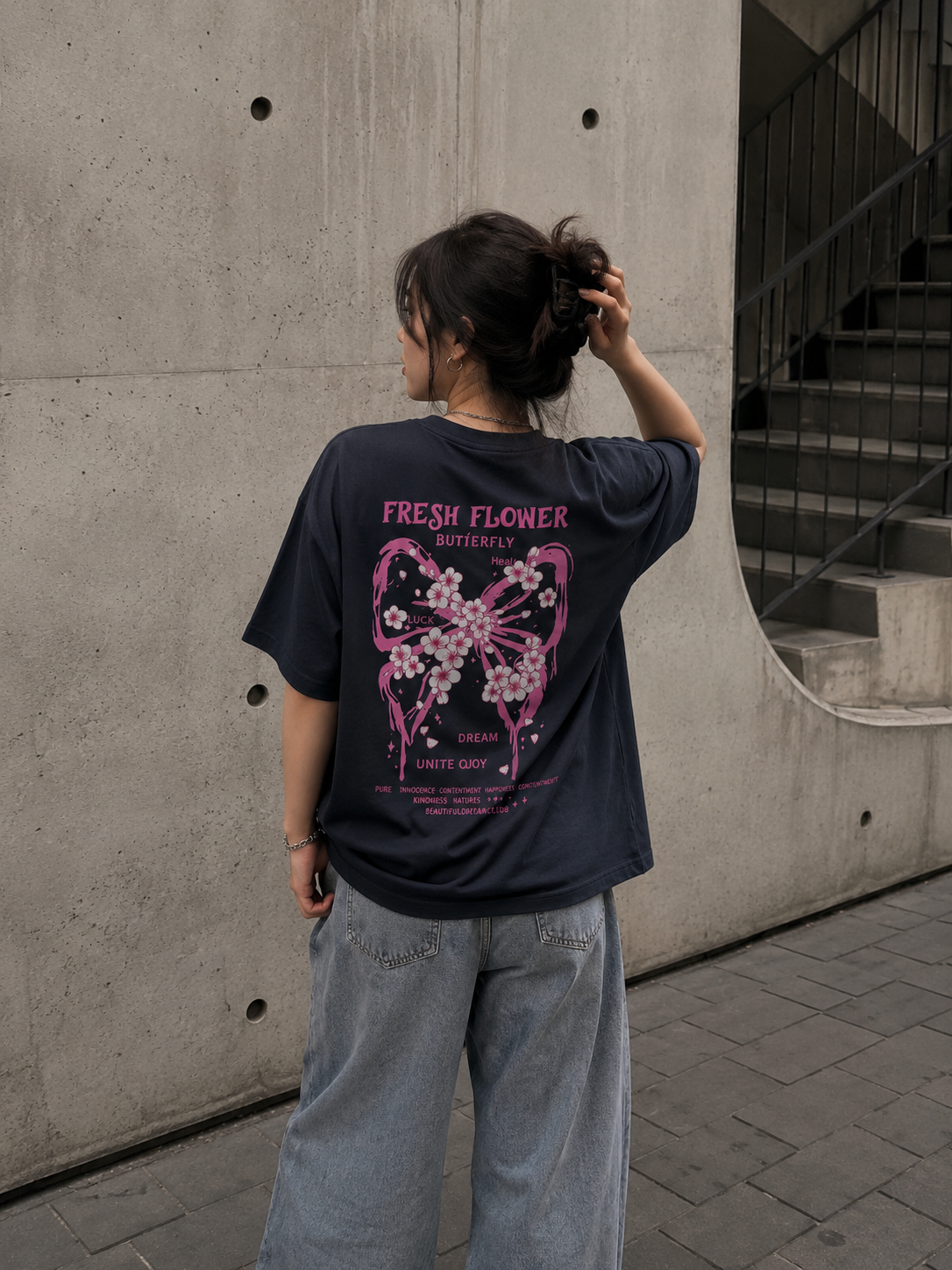 Fresh Flower Butterfly Unisex Oversized Standard T-Shirt