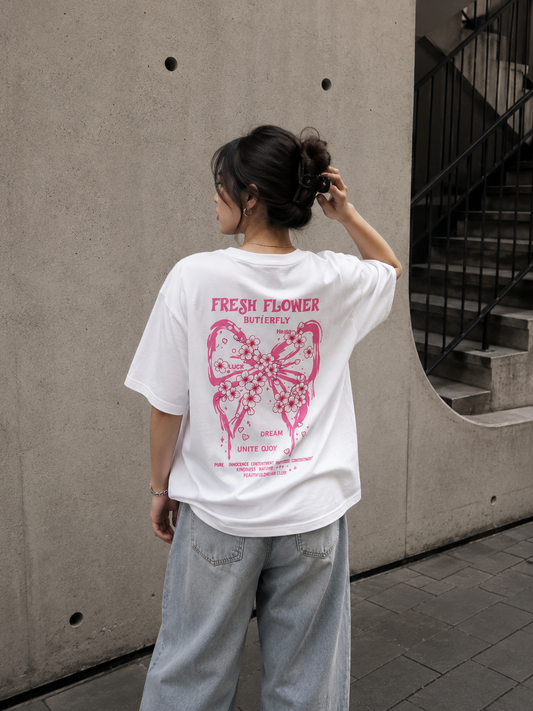 Fresh Flower Butterfly Unisex Oversized Standard T-Shirt