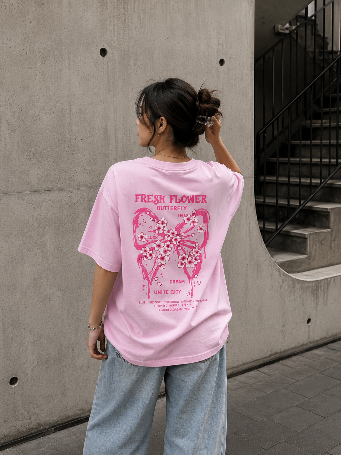 Fresh Flower Butterfly Unisex Oversized Standard T-Shirt