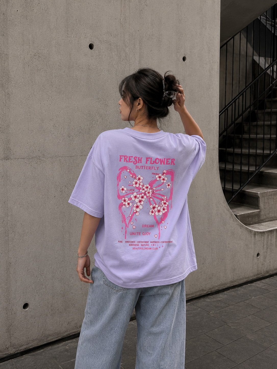 Fresh Flower Butterfly Unisex Oversized Standard T-Shirt