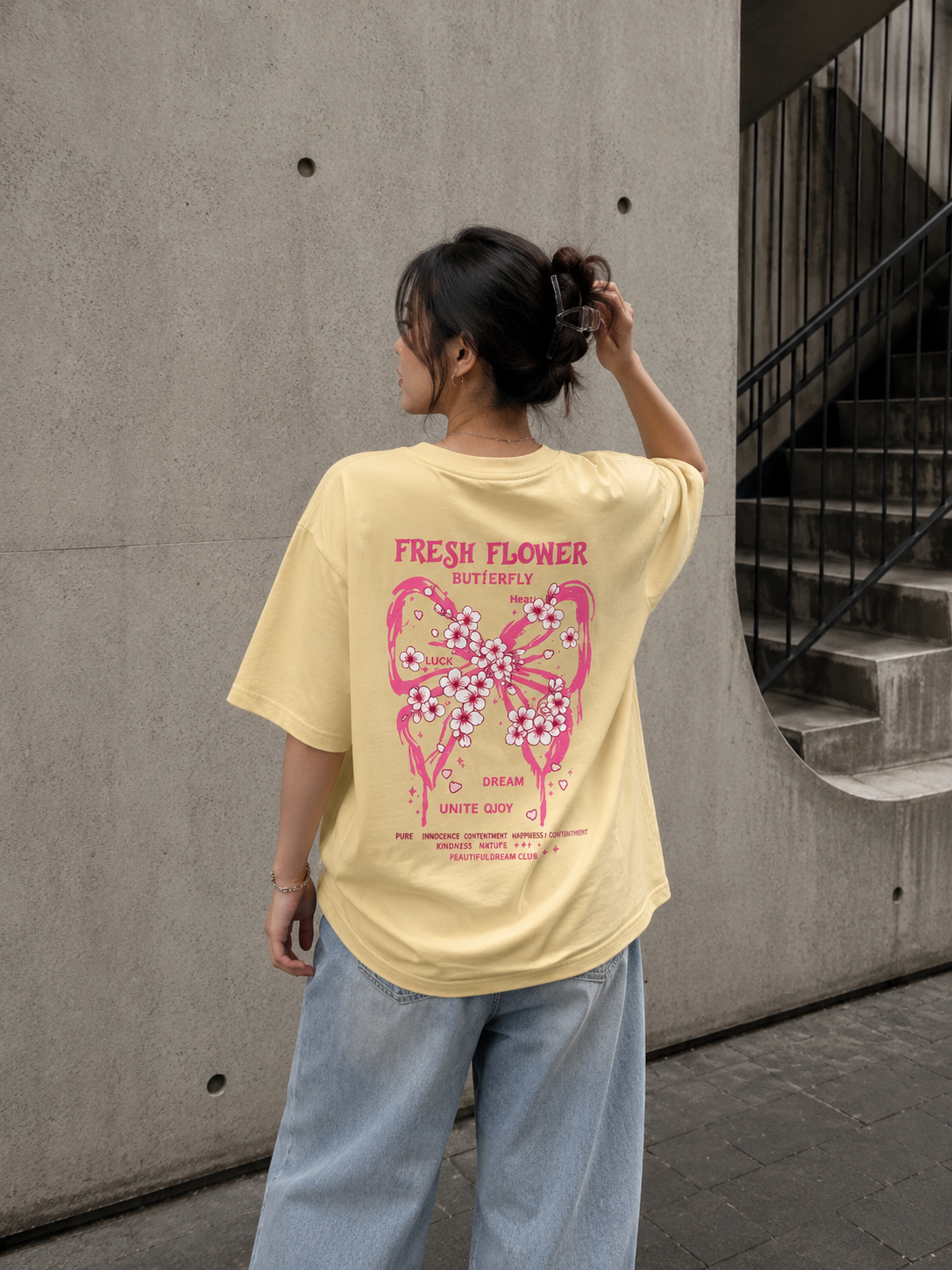 Fresh Flower Butterfly Unisex Oversized Standard T-Shirt