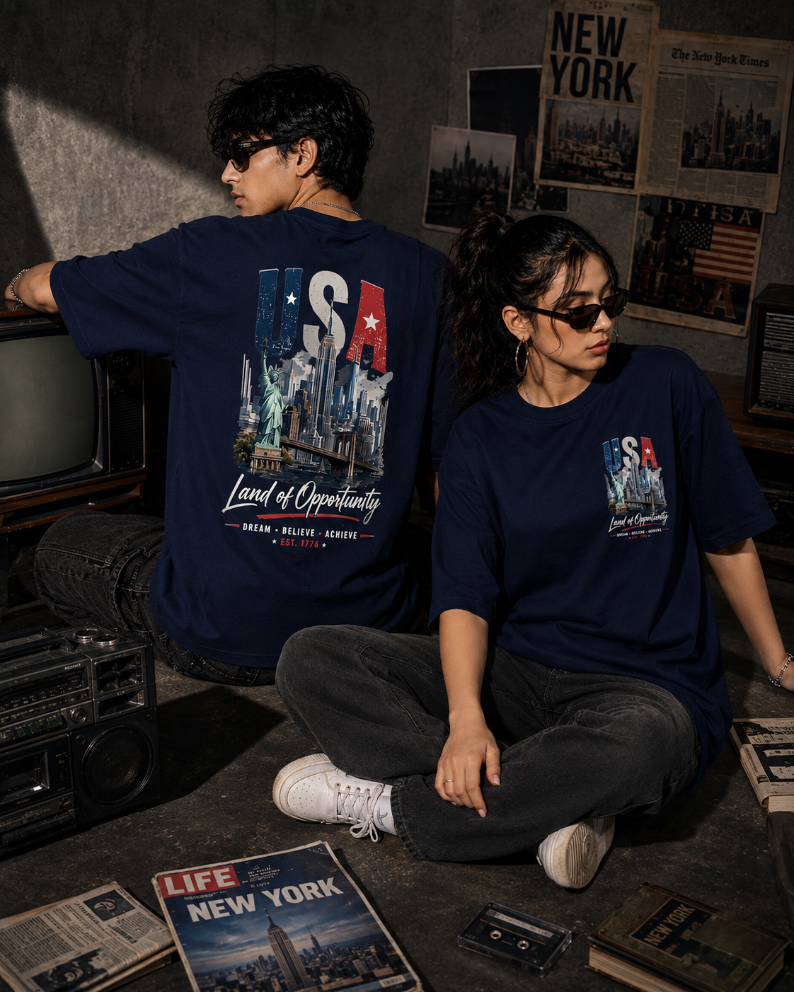 USA "Land of Opportunity" Premium Cotton T-Shirt
