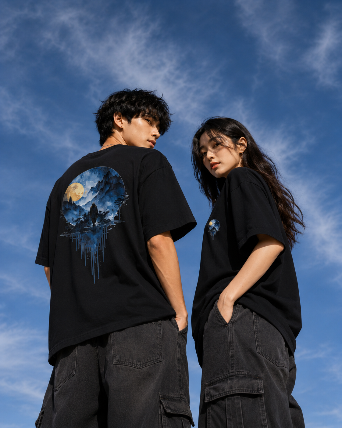 Moonlit Horizon Unisex Oversized Standard T-Shirt