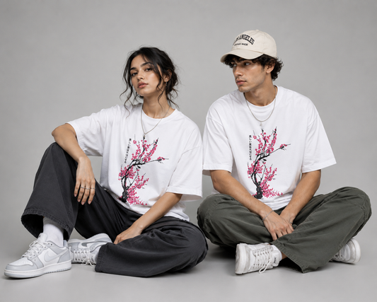 Crimson Sakura Unisex Oversized Classic T-Shirt