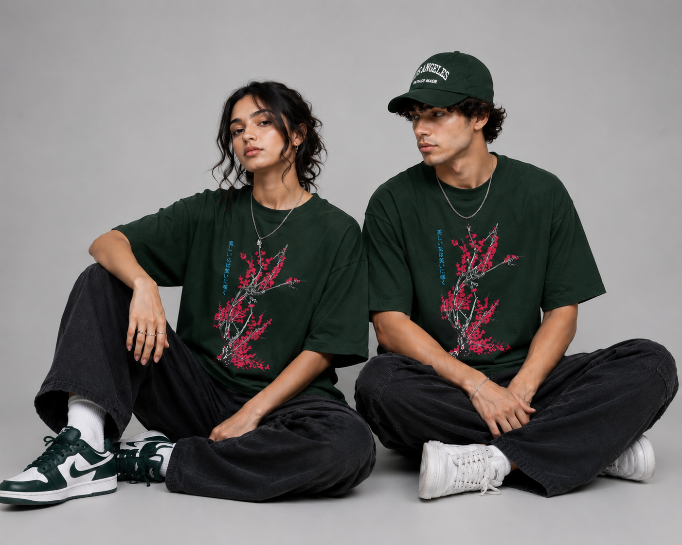 Crimson Sakura Unisex Oversized Classic T-Shirt