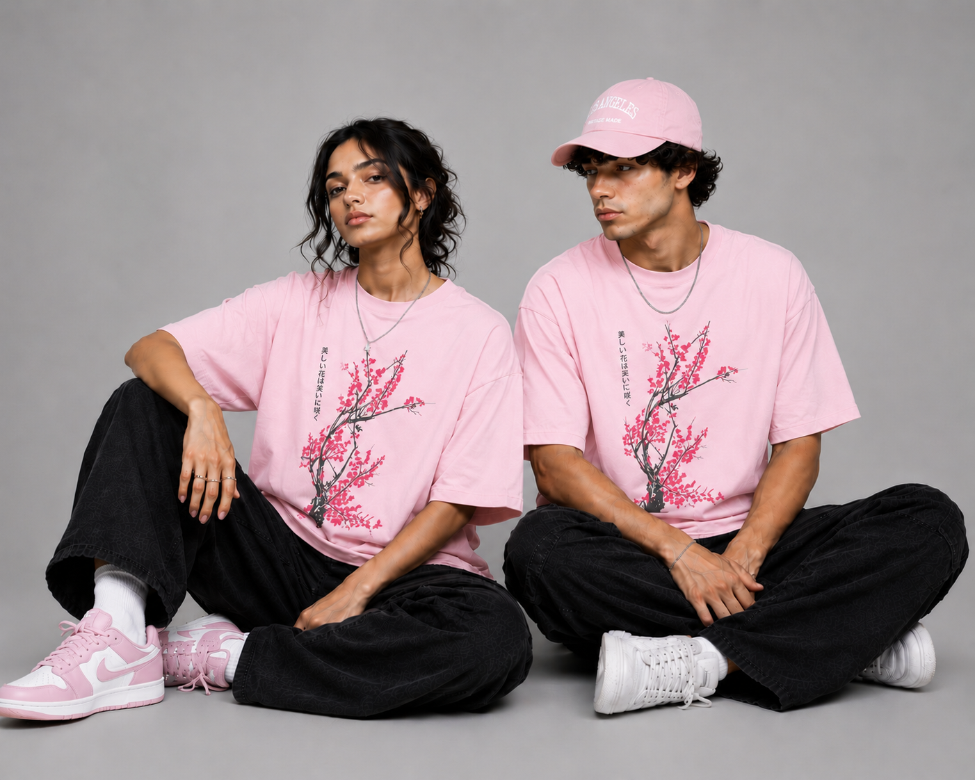 Crimson Sakura Unisex Oversized Classic T-Shirt