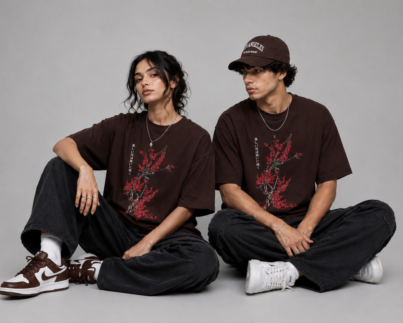 Crimson Sakura Unisex Oversized Classic T-Shirt