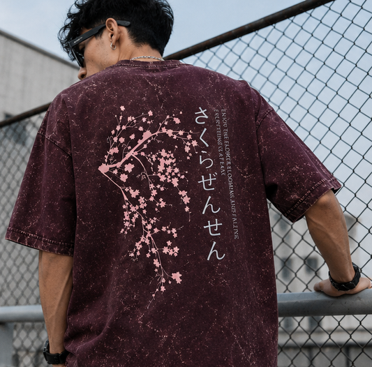 Cherry Veil – Acid Wash Oversized T-Shirt