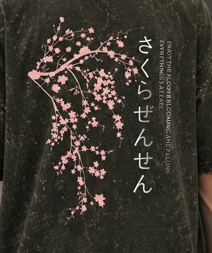 Cherry Veil – Acid Wash Oversized T-Shirt