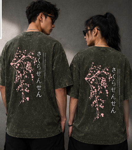 Cherry Veil – Acid Wash Oversized T-Shirt