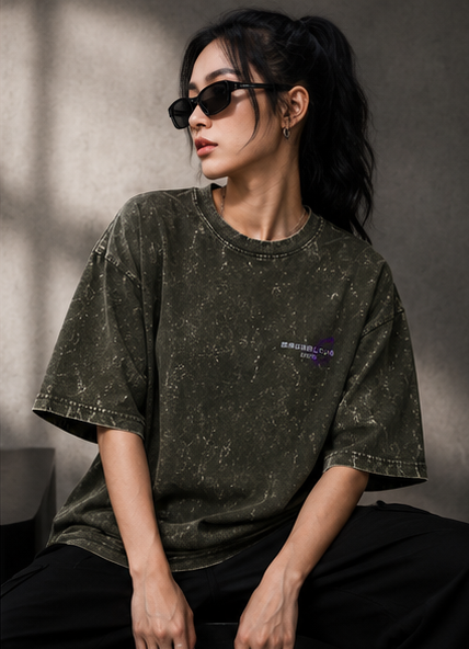 Cherry Veil – Acid Wash Oversized T-Shirt