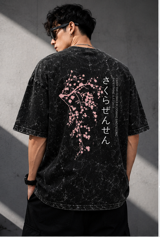 Cherry Veil – Acid Wash Oversized T-Shirt