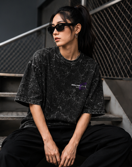 Cherry Veil – Acid Wash Oversized T-Shirt