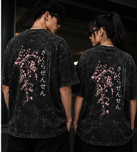 Cherry Veil – Acid Wash Oversized T-Shirt