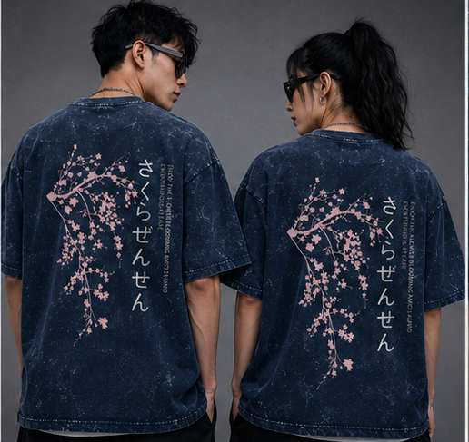 Cherry Veil – Acid Wash Oversized T-Shirt