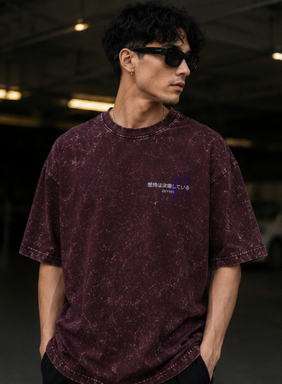 Cherry Veil – Acid Wash Oversized T-Shirt