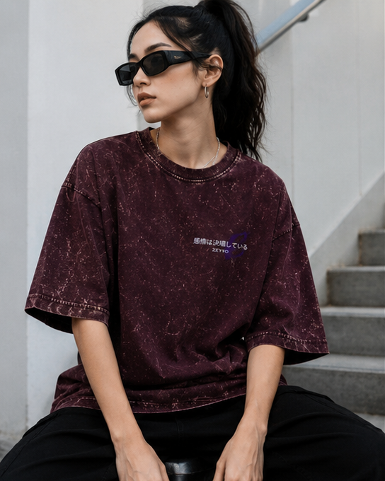 Cherry Veil – Acid Wash Oversized T-Shirt