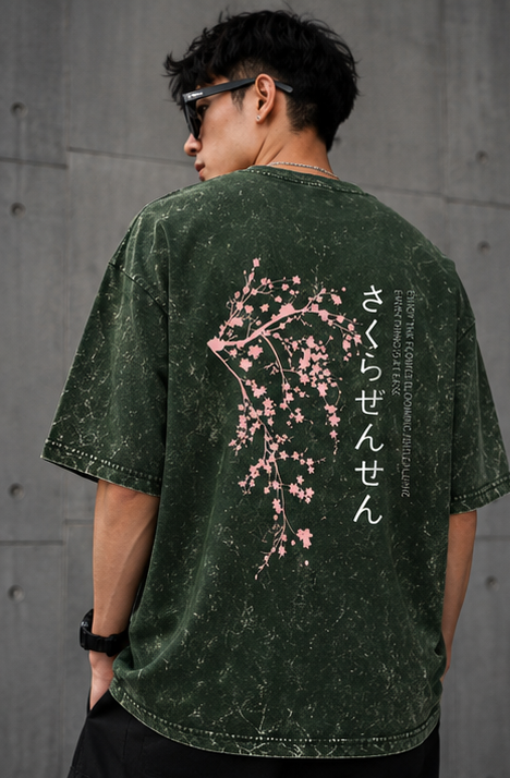 Cherry Veil – Acid Wash Oversized T-Shirt