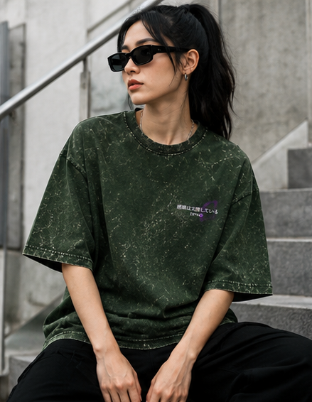 Cherry Veil – Acid Wash Oversized T-Shirt