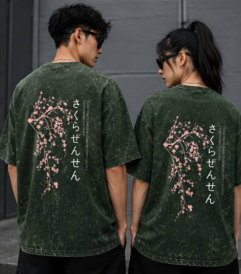 Cherry Veil – Acid Wash Oversized T-Shirt